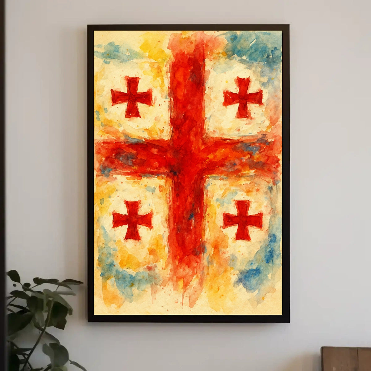 Vibrant Crosses Abstract Watercolor Poster