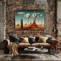 Mysterious Alien Desert Scene Futuristic Sci-Fi Poster