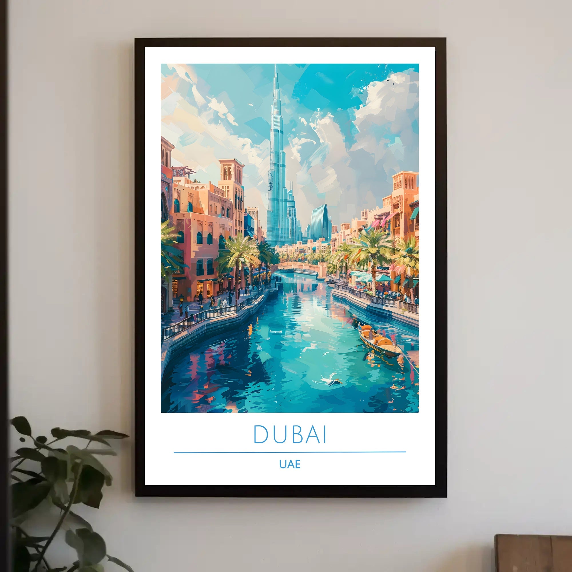 Dubai Cityscape with Burj Khalifa Travel Poster