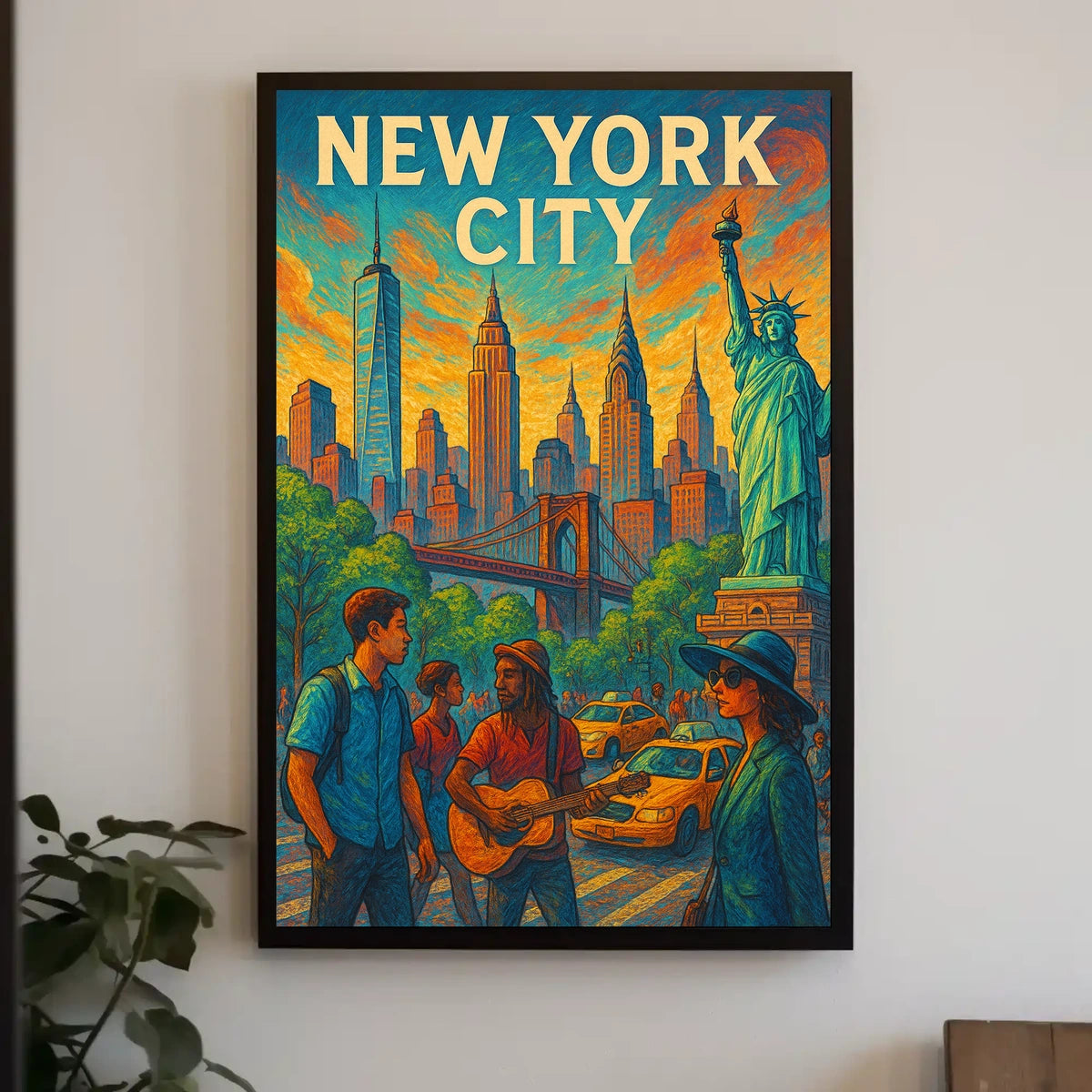 New York City Vibrant Urban Life Poster Modern Wall Art