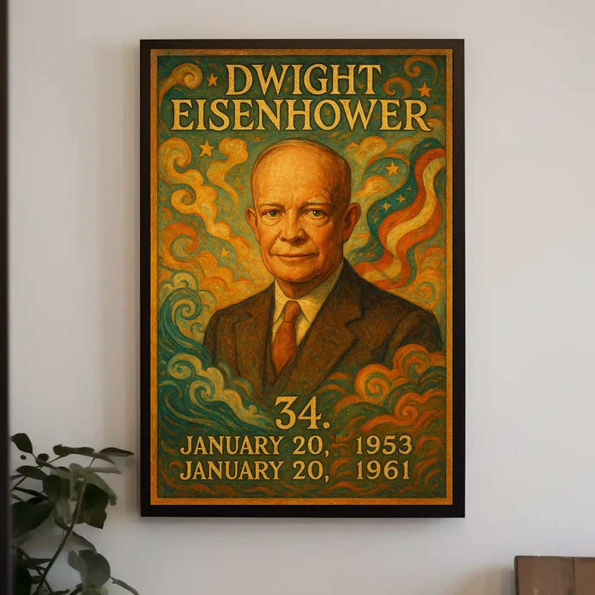 Dwight Eisenhower Patriotic Leadership Retro Vintage Poster