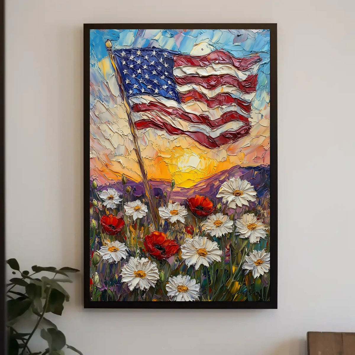 Windswept American Flag Wall Art Print 18x24 Poster