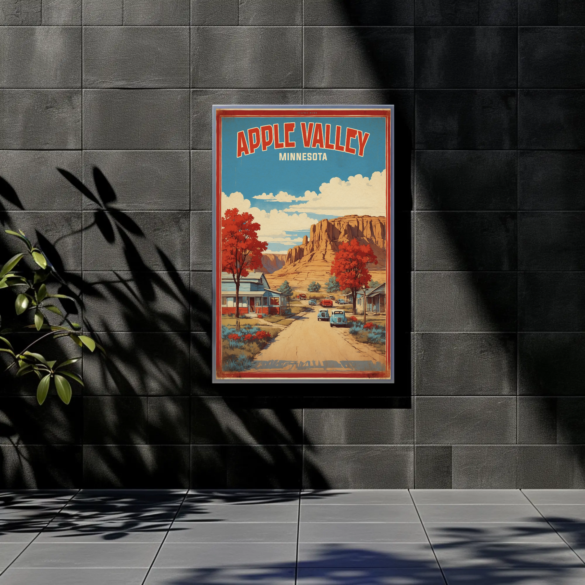 Apple Valley Minnesota Canyon Town Vintage Travel Poster