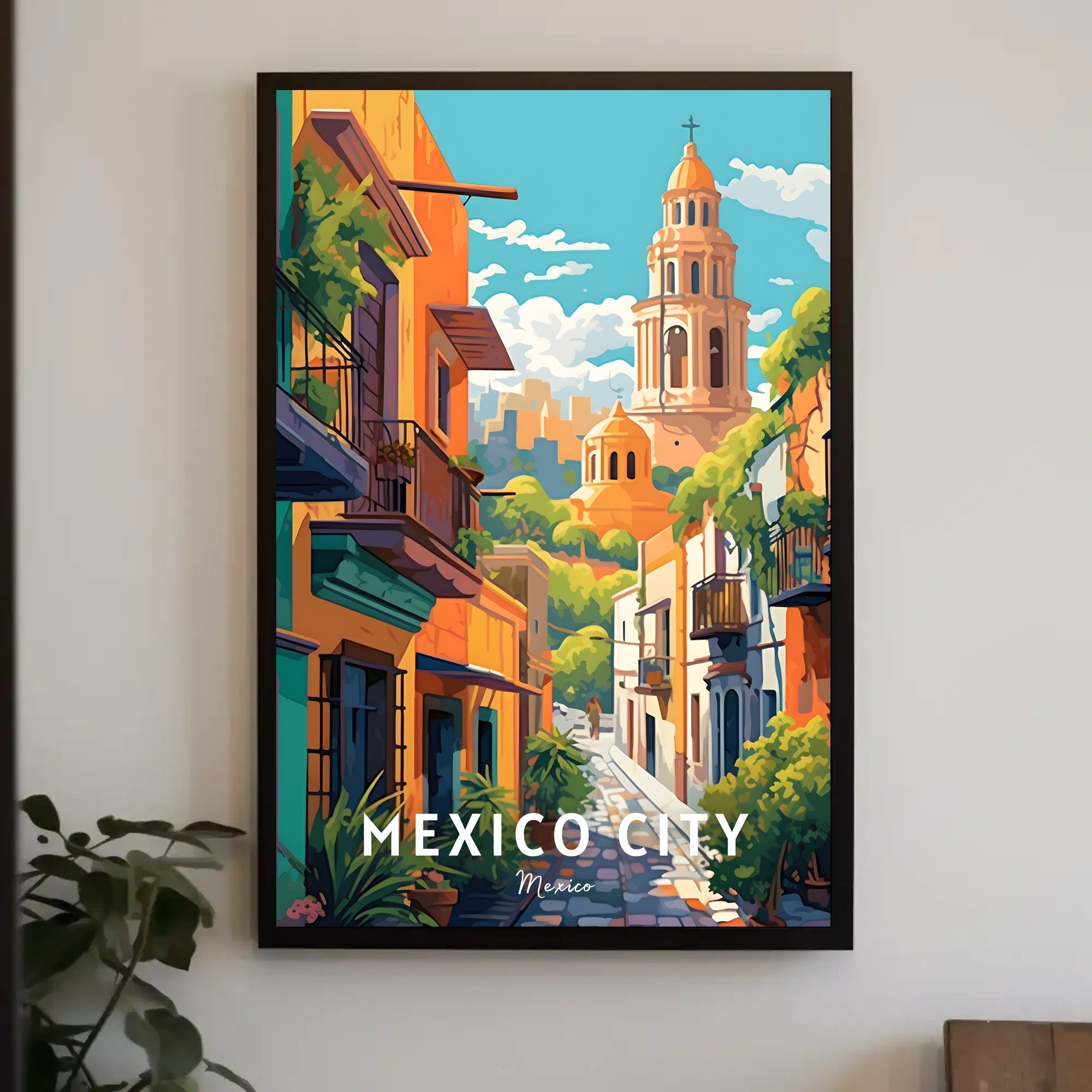 Mexico City Vibrant Street Scene Travel Poster