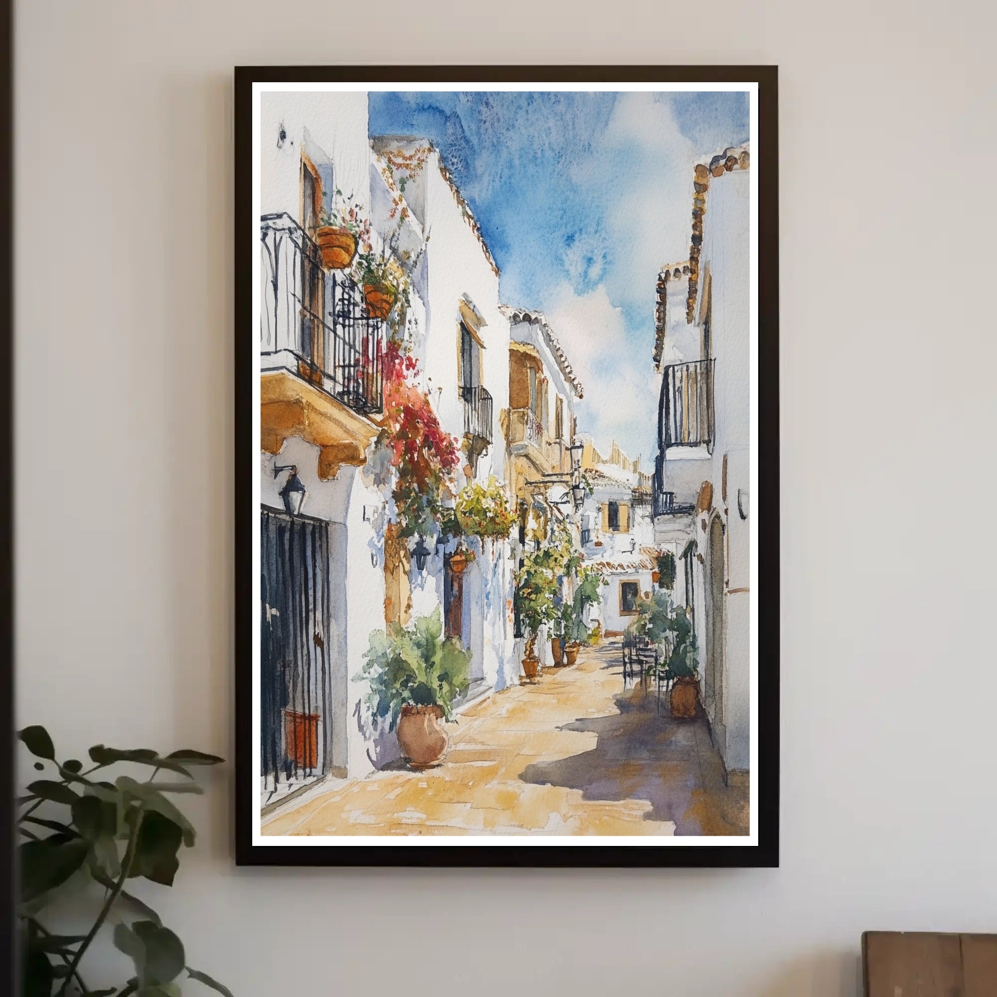 Quaint Mediterranean Street Poster PosterGoat