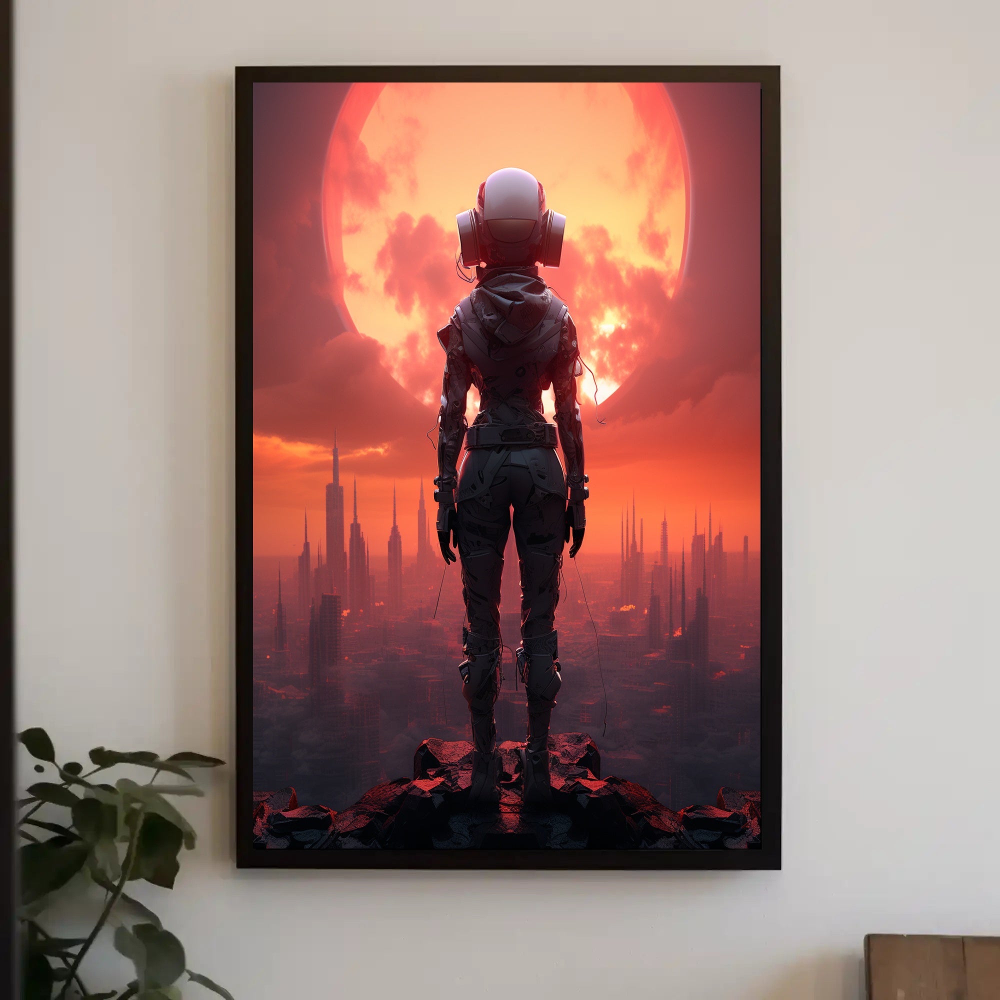 Futuristic Explorer At Sunset Poster PosterGoat
