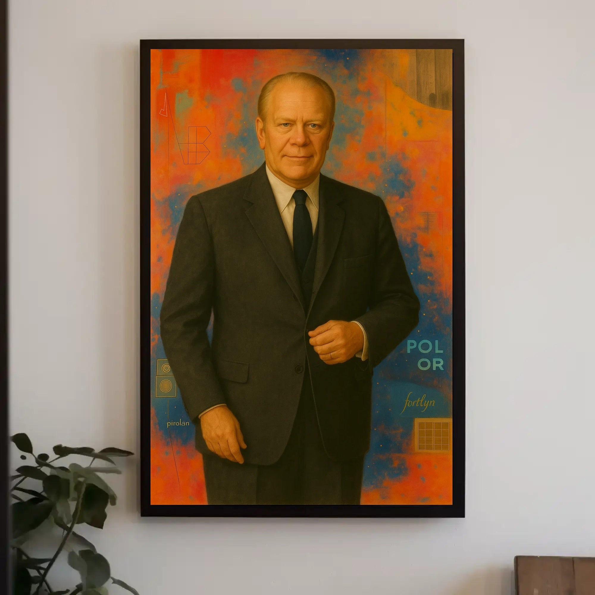 Vibrant Abstract Geometric Man in Suit Artistic Poster