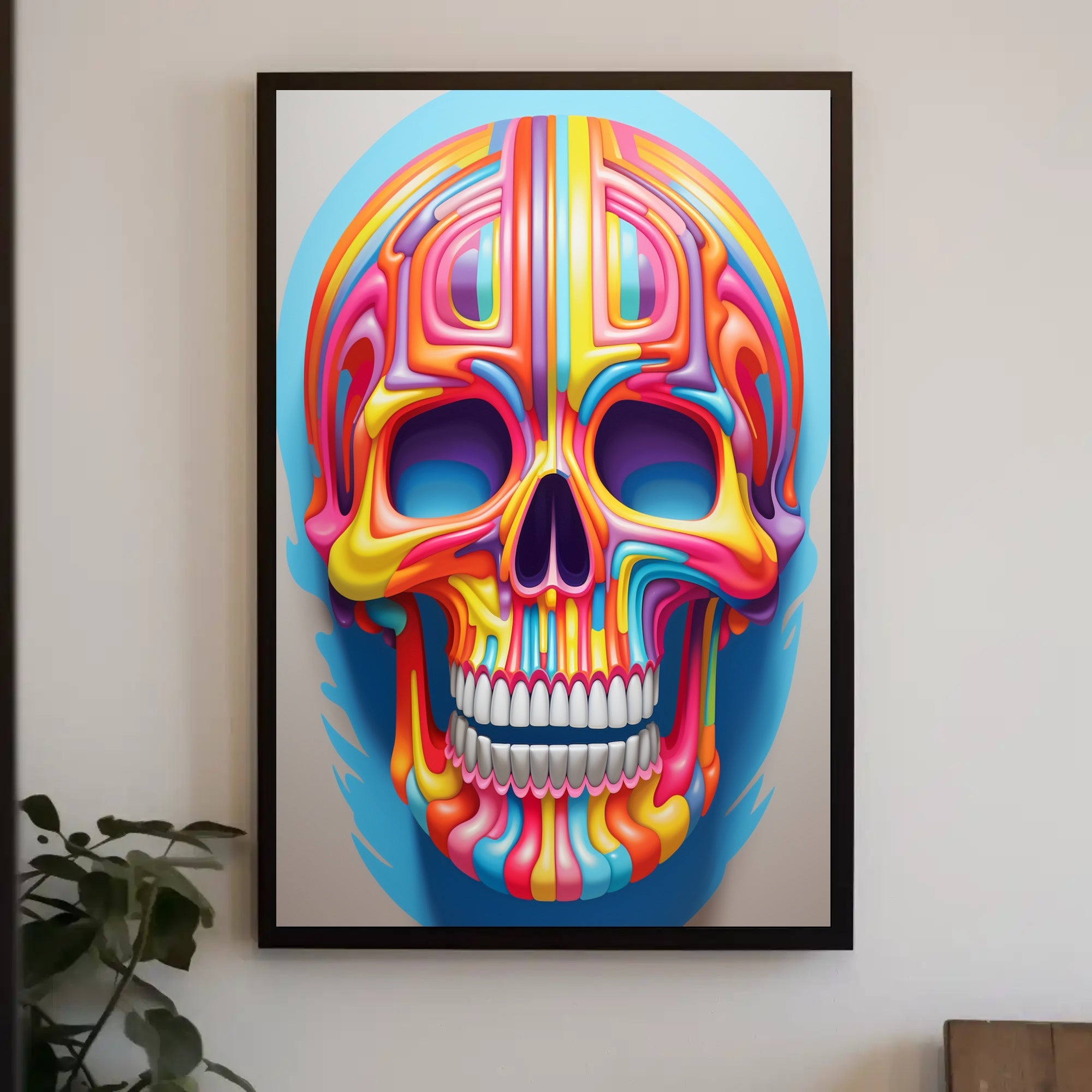 Vibrant Skull Art Poster PosterGoat