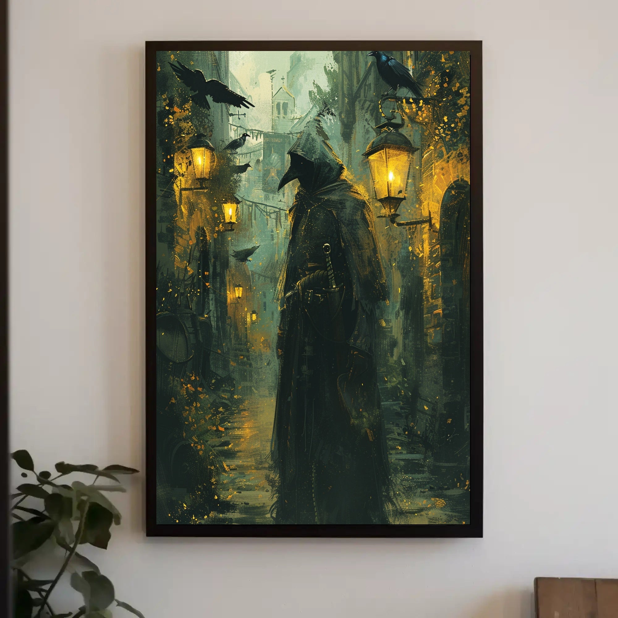 Medieval Plague Doctor Gothic Illustration Poster PosterGoat