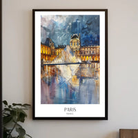 Louvre Pyramid at Night: Impressionistic Travel Poster PosterGoat