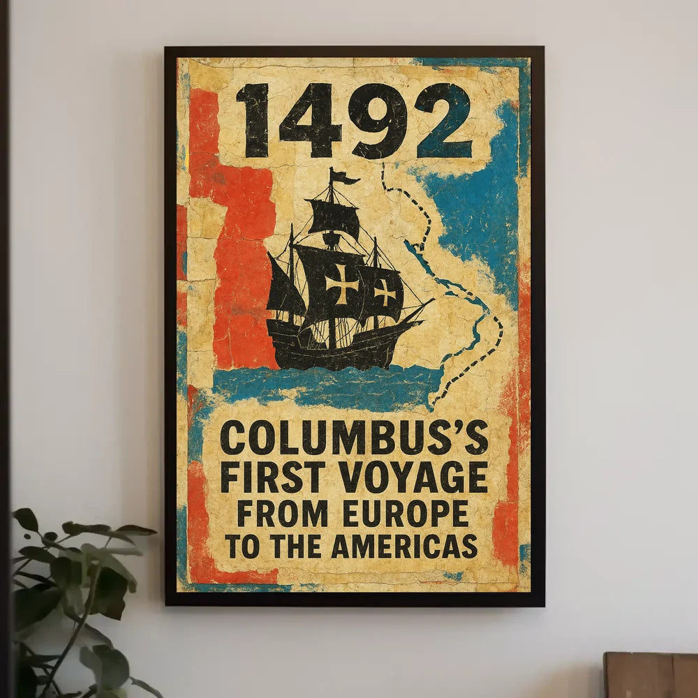 1492 Voyage Discovery Historical Vintage Art Poster
