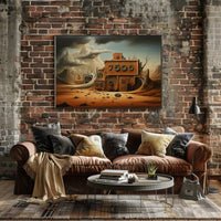 Surreal Desert Clockscape Art Print Futuristic Sci-Fi Poster