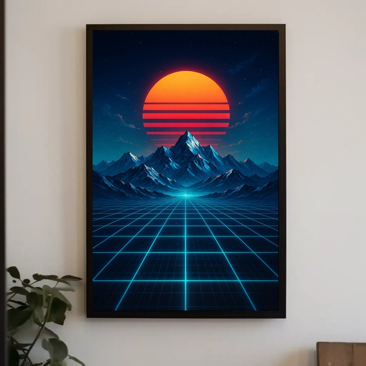 Retro-Futuristic Synthwave Landscape Art Poster Futuristic Sci-Fi Poster