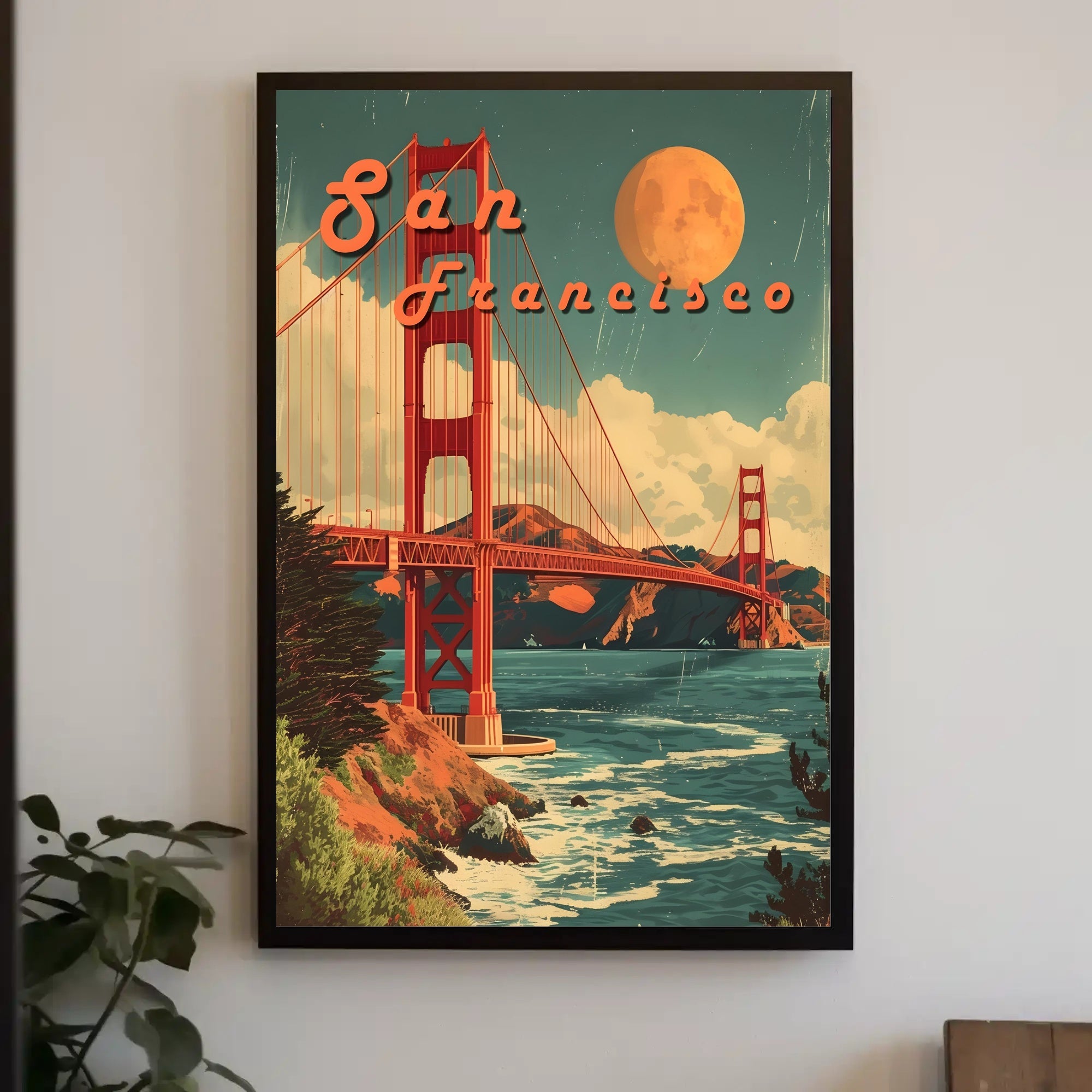 Golden Gate Bridge Retro San Francisco Travel Poster
