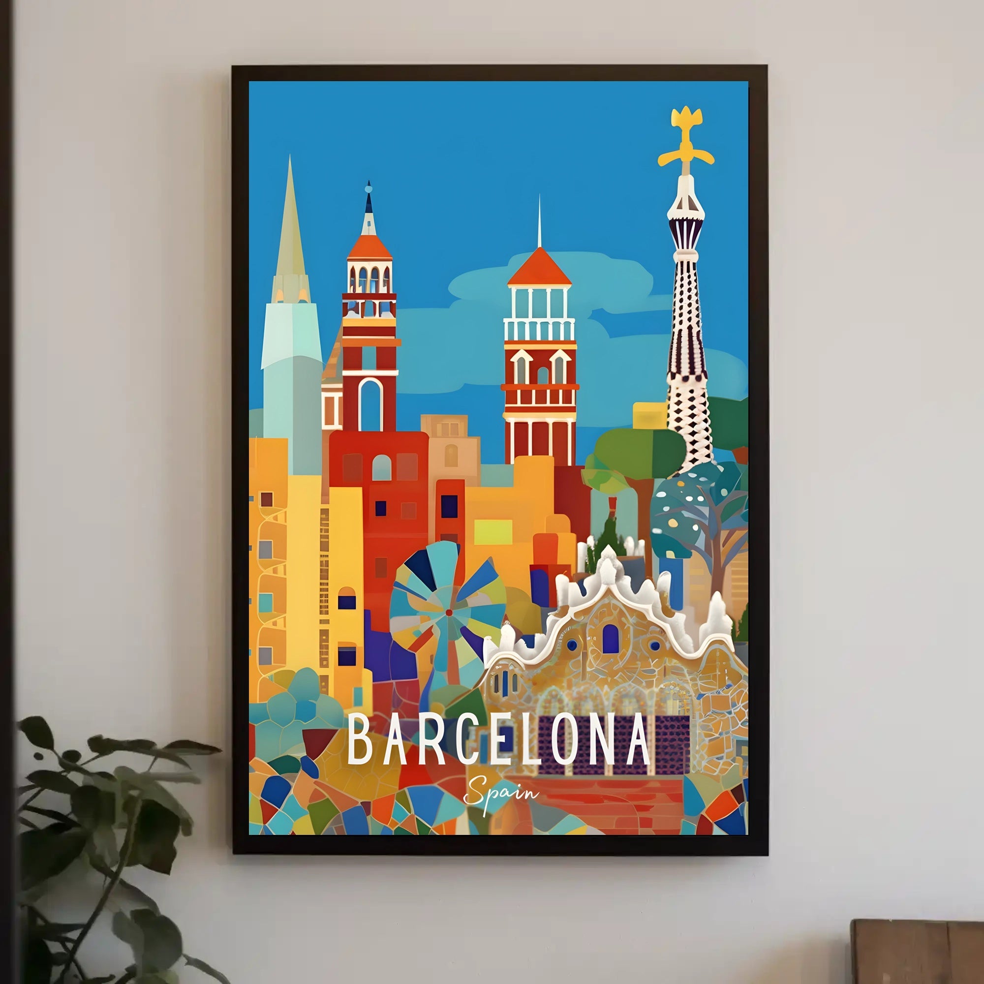 Barcelona's Vibrant Architecture Cityscape Artistic Poster