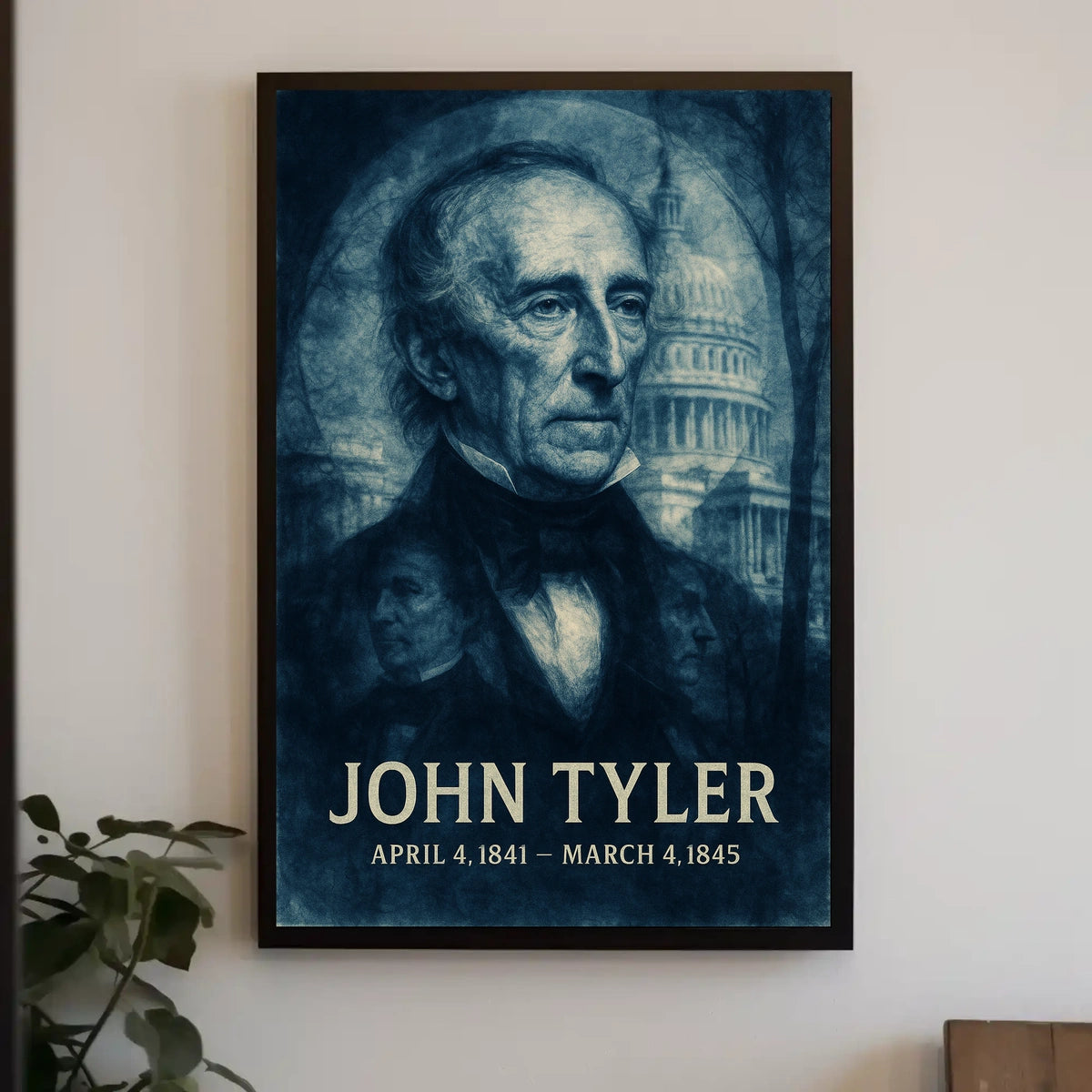 John Tyler 10th President of the United States Double Exposure Poster