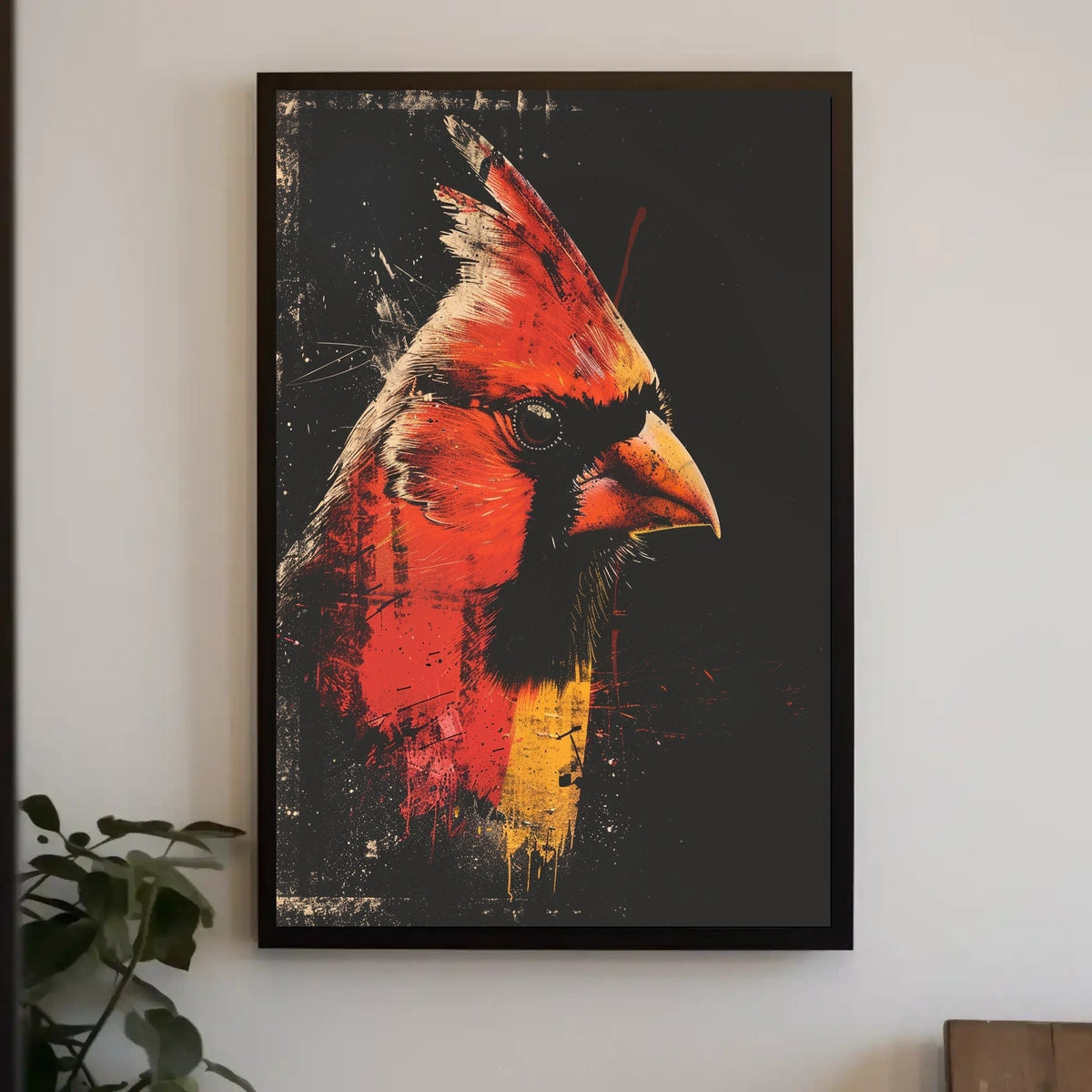 Cardinal Bird Abstract Art Poster: Bold & Vibrant