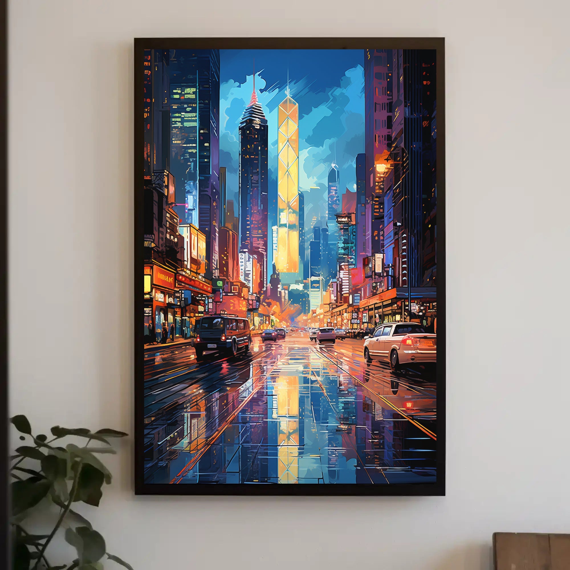 Energetic Nightlife in Modern City Urban Poster