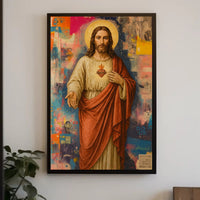 Sacred Heart Jesus with Urban Street Art Poster