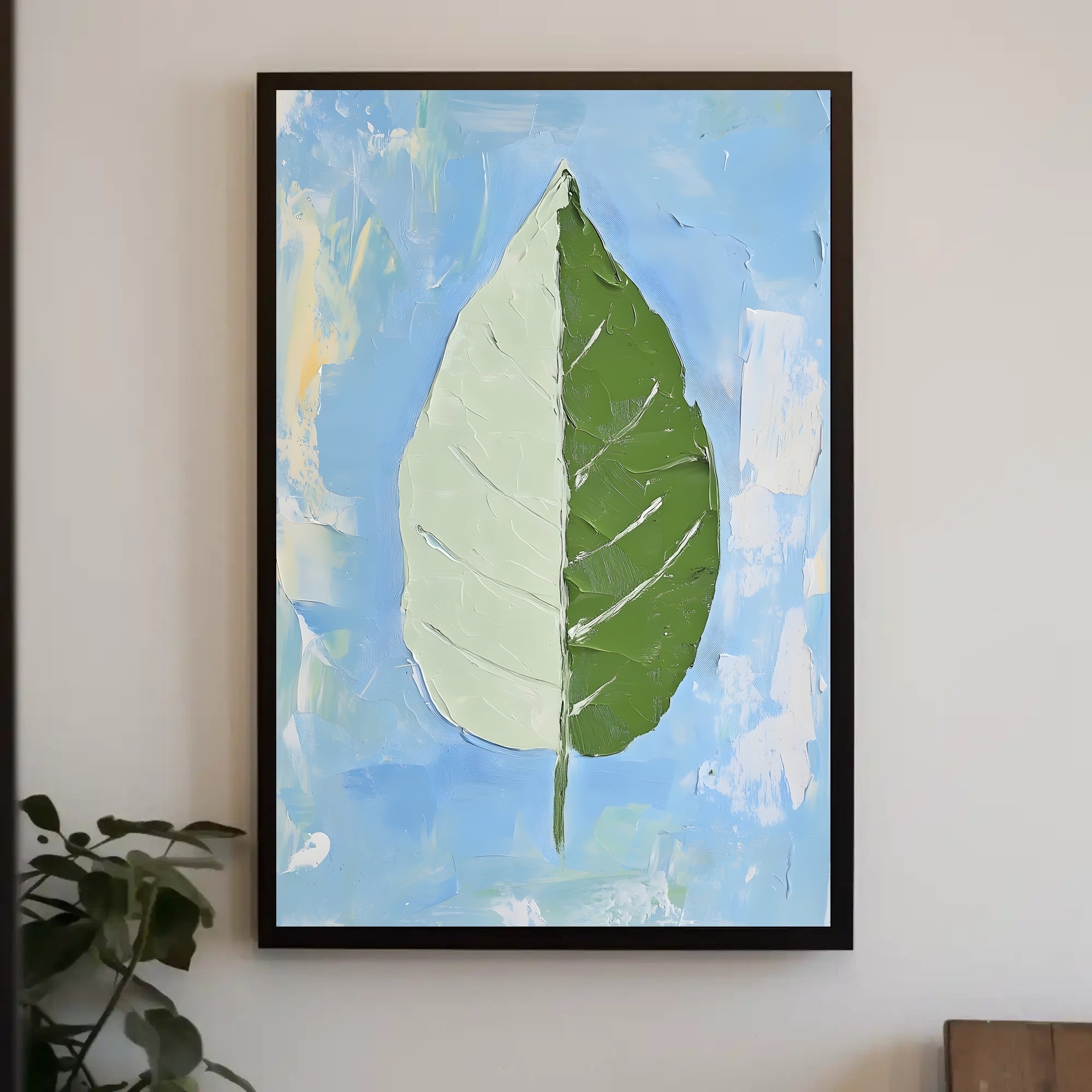 Dual Nature Leaf Modern Abstract Poster Print