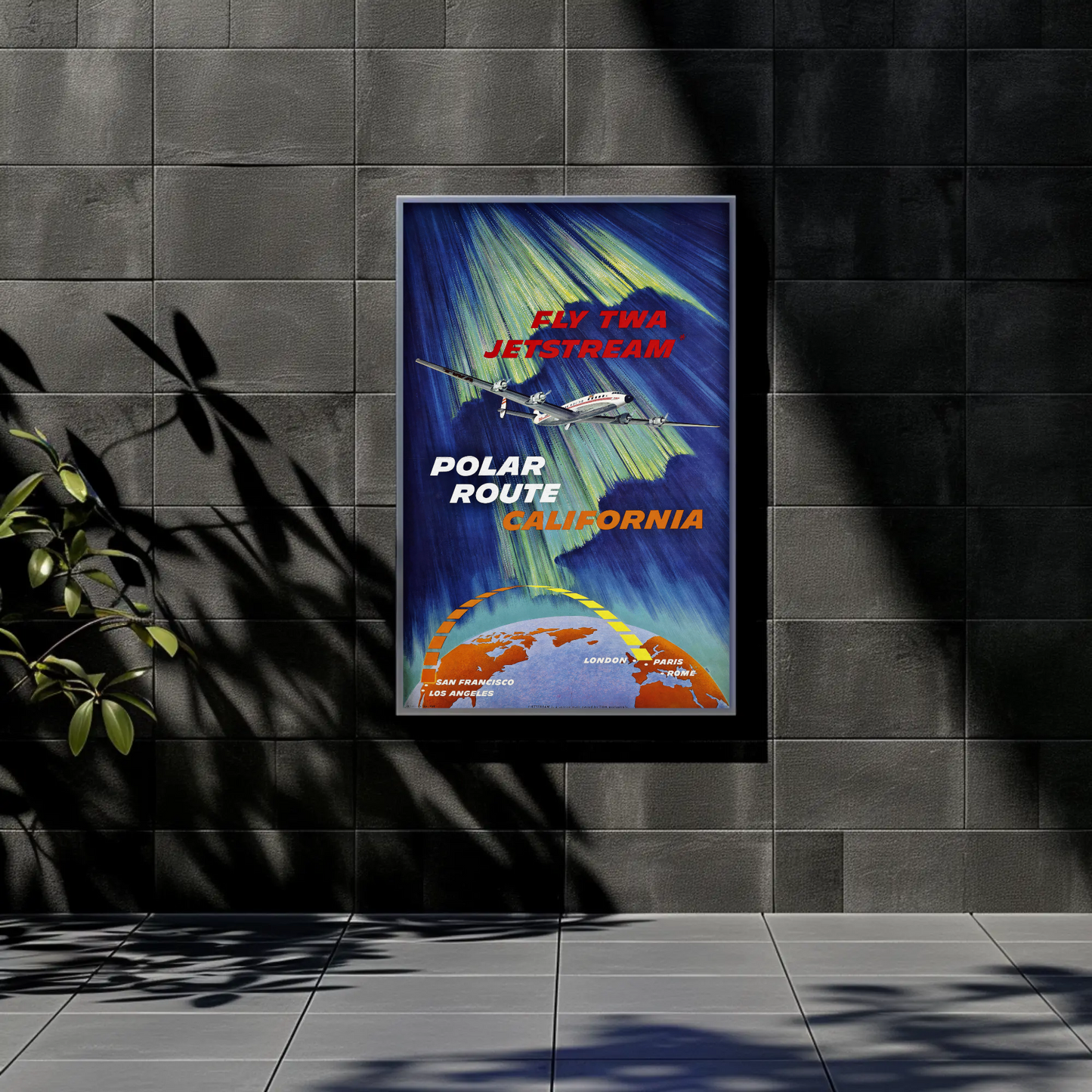Fly TWA Jetstream Polar Route Travel Poster by David Klein