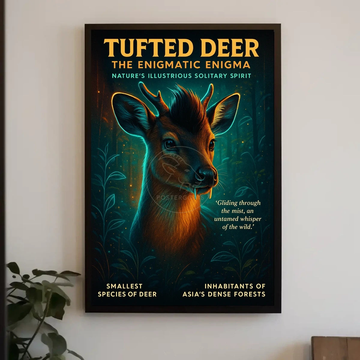 Mystical Tufted Deer in Lush Forests Animal Poster