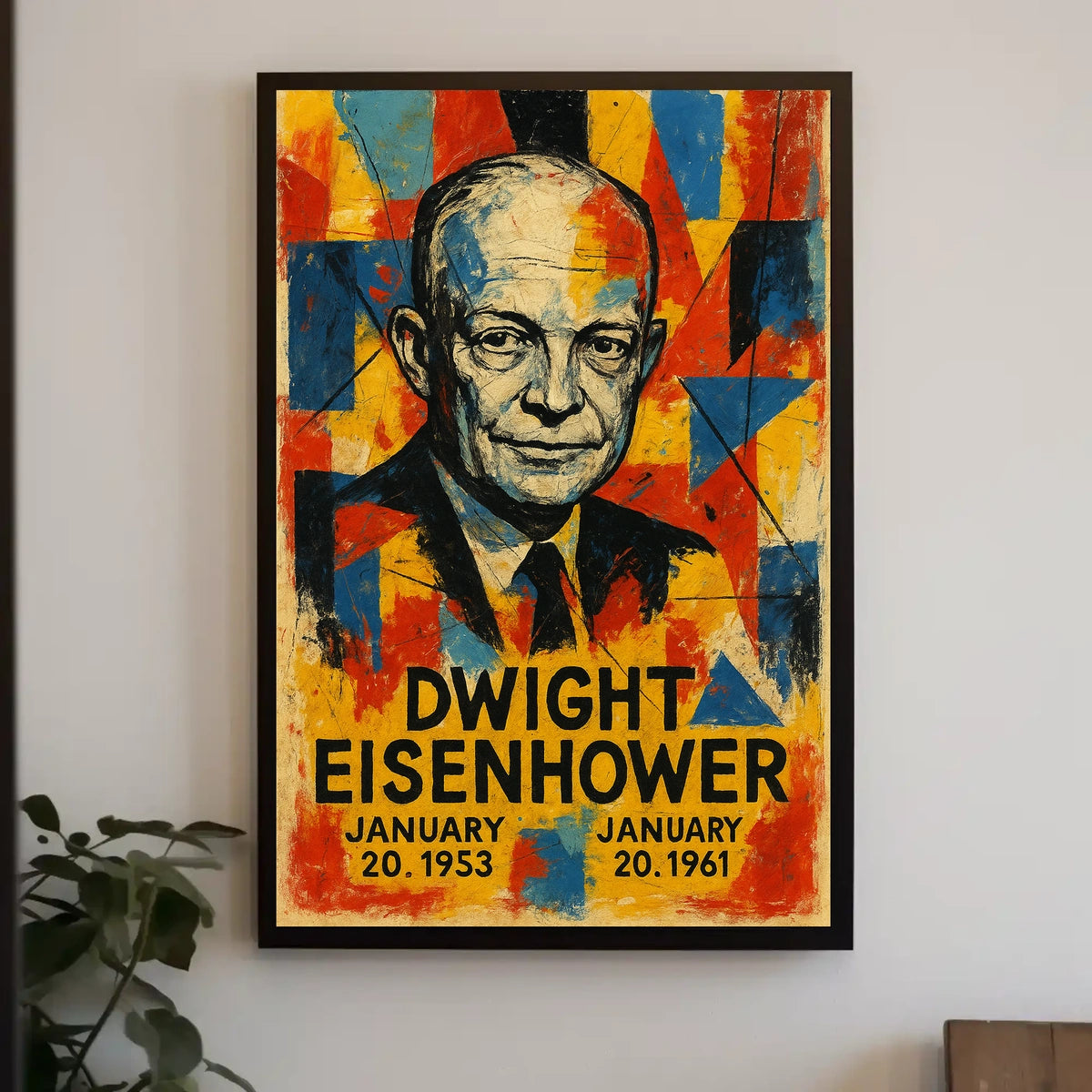 Mid Century Patriotic Abstract Portrait Cubism Expressionism Bold Geometric American Pride Heritage Wall Art Poster