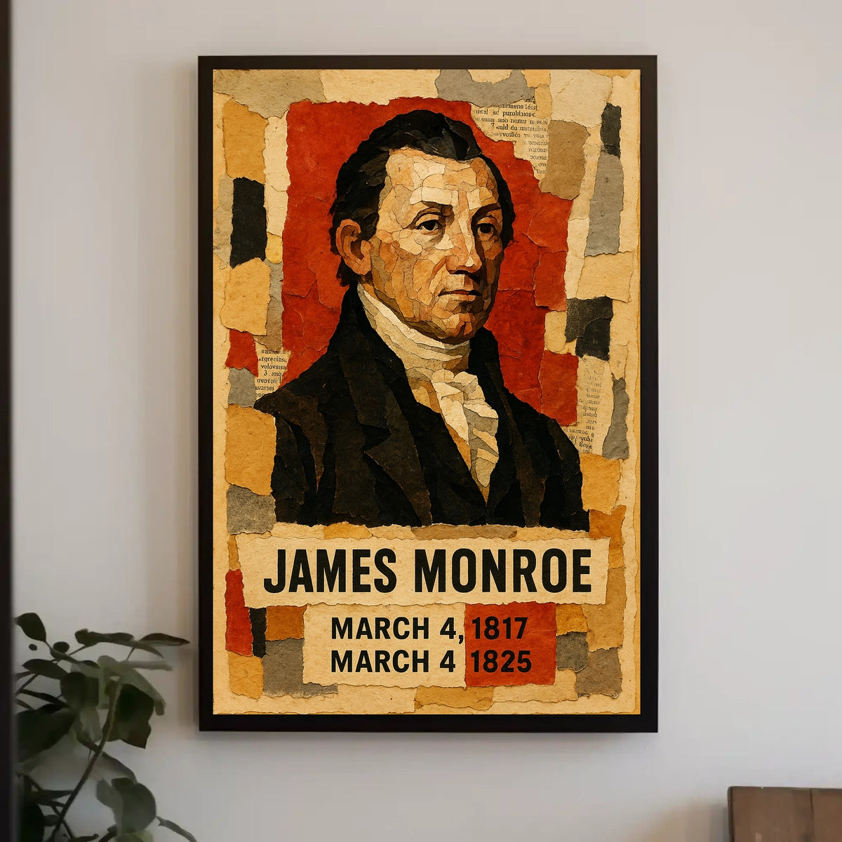 James Monroe 5th President of the United States Layered paper Collage Poster