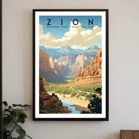 Zion National Park Vintage Travel Poster Print