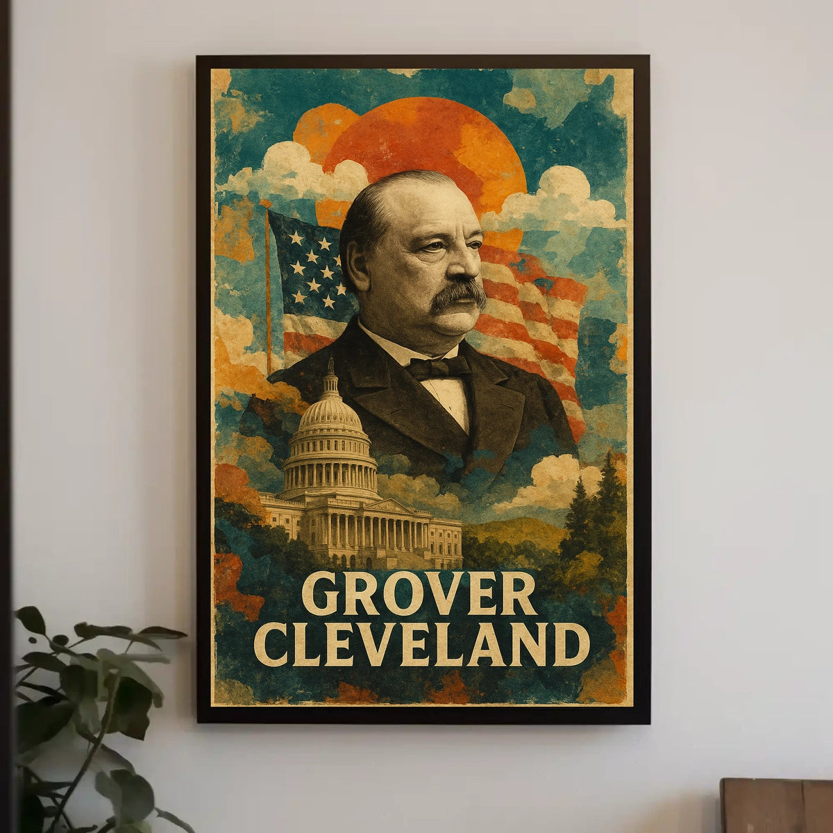 Grover Cleveland 24th President of the United States Layered Digital Collage Poster