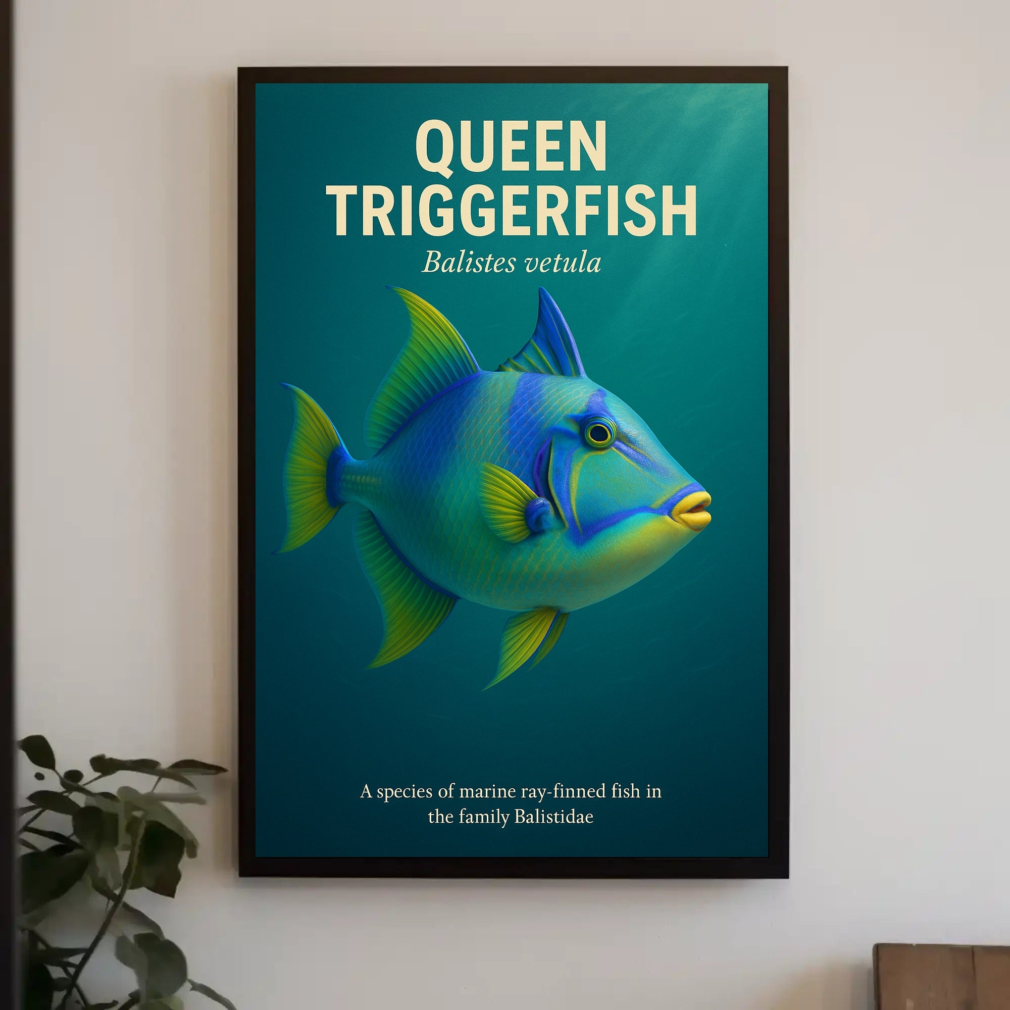 Queen Triggerfish Photorealistic Educational Animal Poster PosterGoat