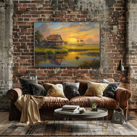 Serene Southeast Asian Sunset Rural Scene Poster