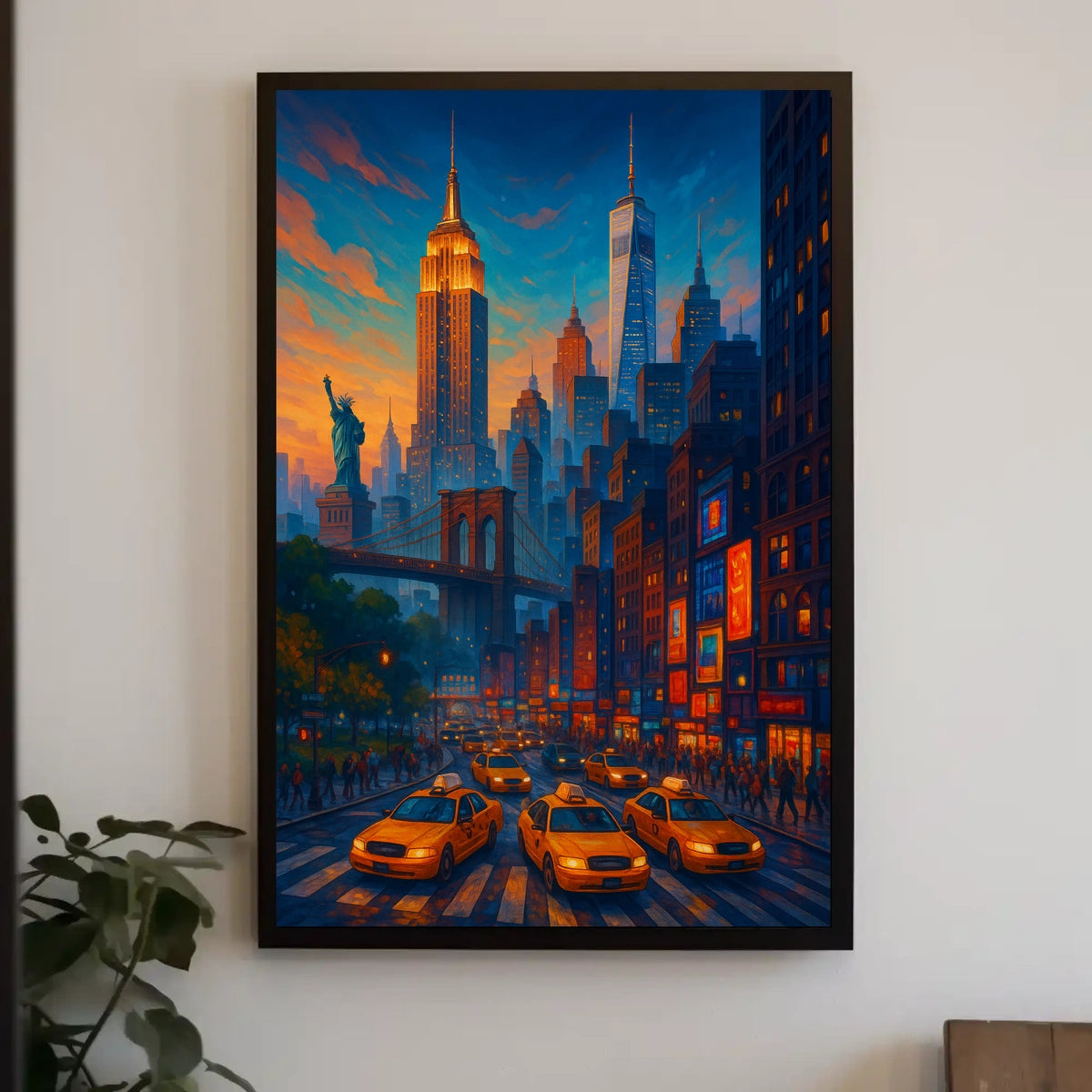 New York City Vibrant Urban Landscape Poster Retro Wall Art
