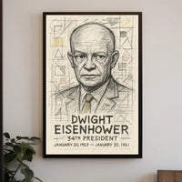 Dwight Eisenhower Vintage Sketch Line Art Collectors Poster