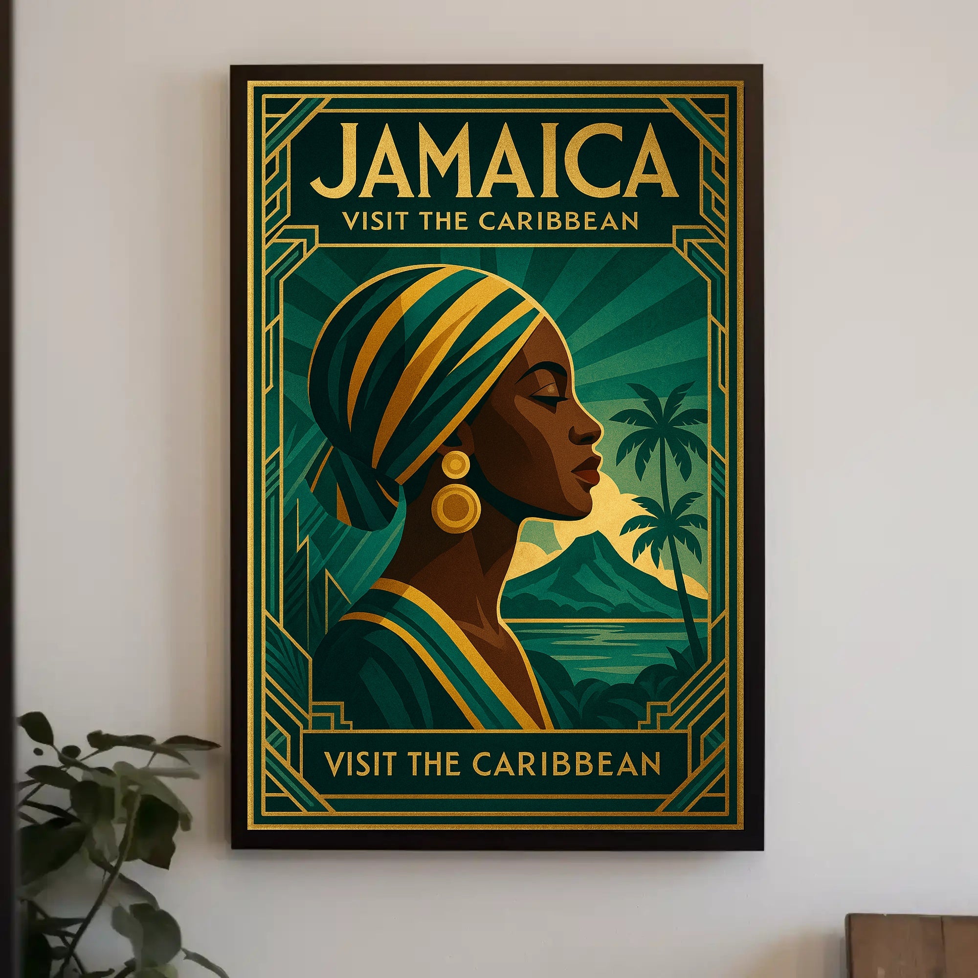 Jamaican Vacation Vintage Art Deco Poster PosterGoat