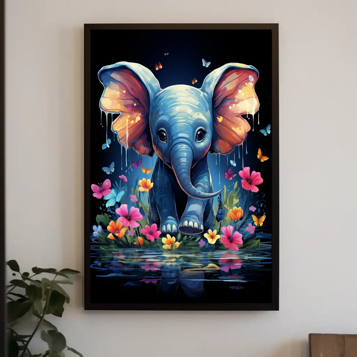 Whimsical Wilderness Surreal Elephant Calf Playful Poster