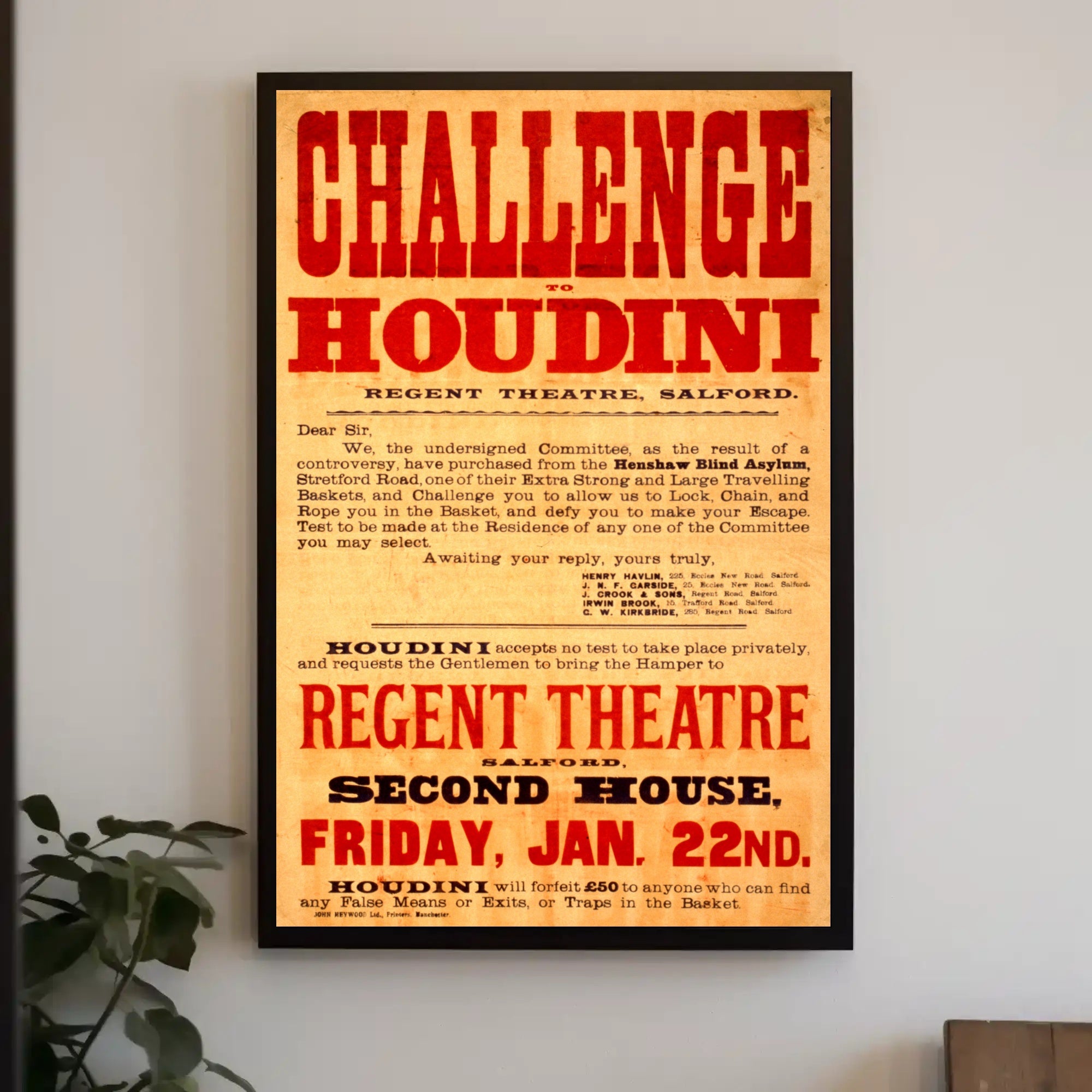 Houdini Challenge Vintage Escape Artist Cultural Poster