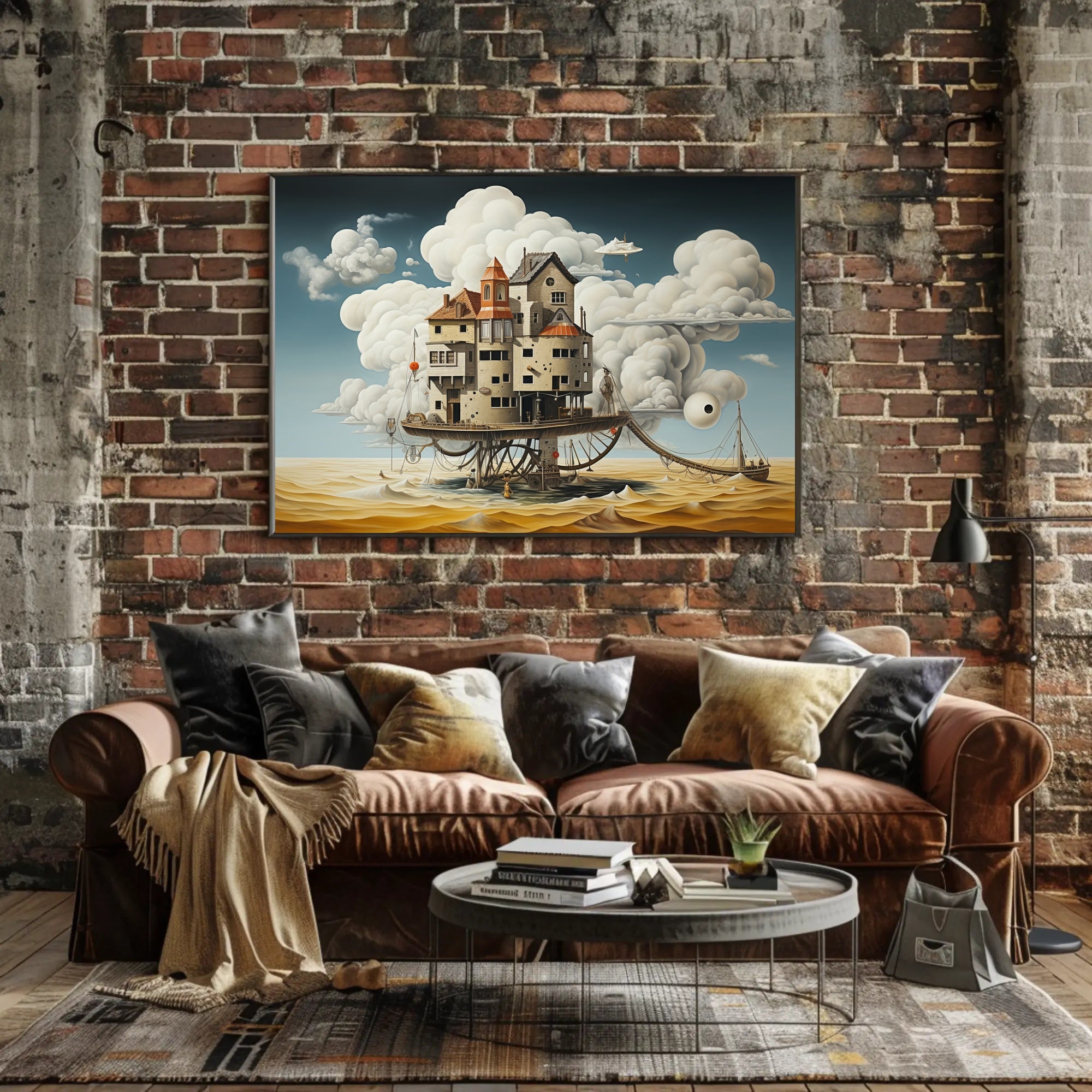 Surreal Dreamscape with Mechanical Houses - Fantasy or Mythology Poster