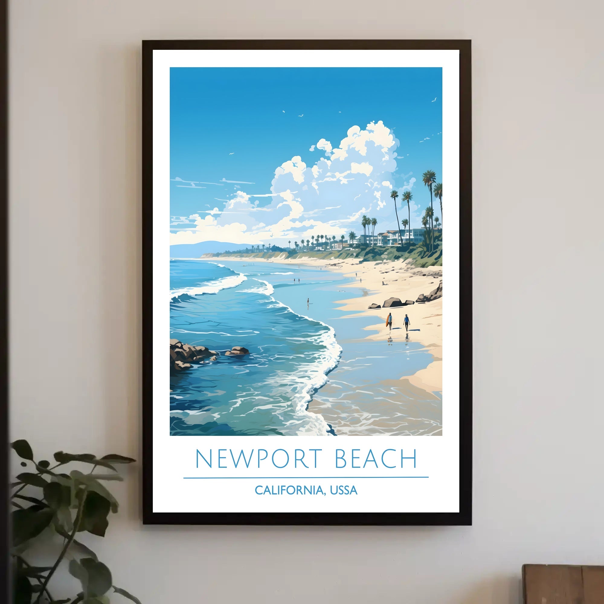 Newport Beach Scenic Illustration Poster