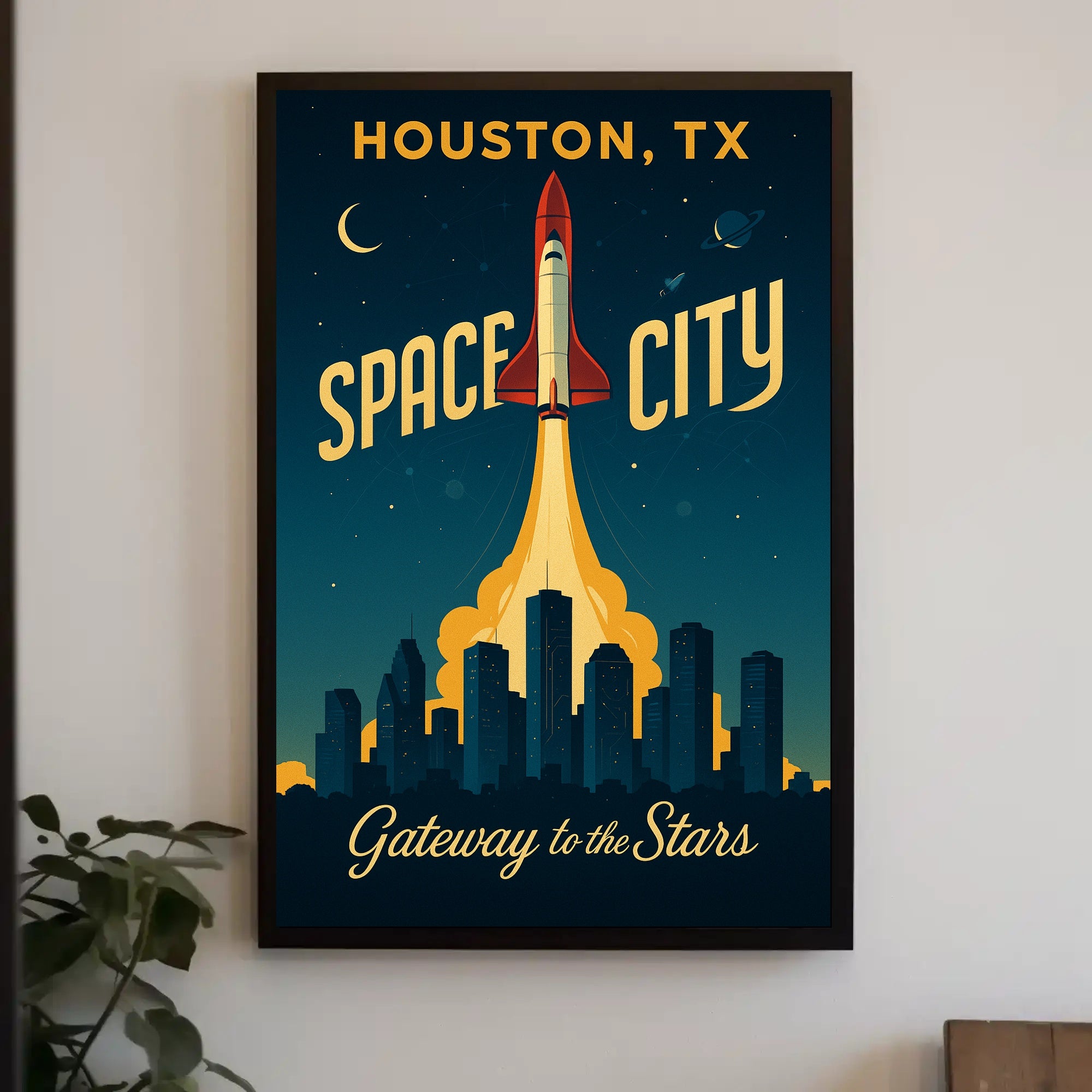 Houston Space Shuttle Launch Poster Space or Astronomy Poster