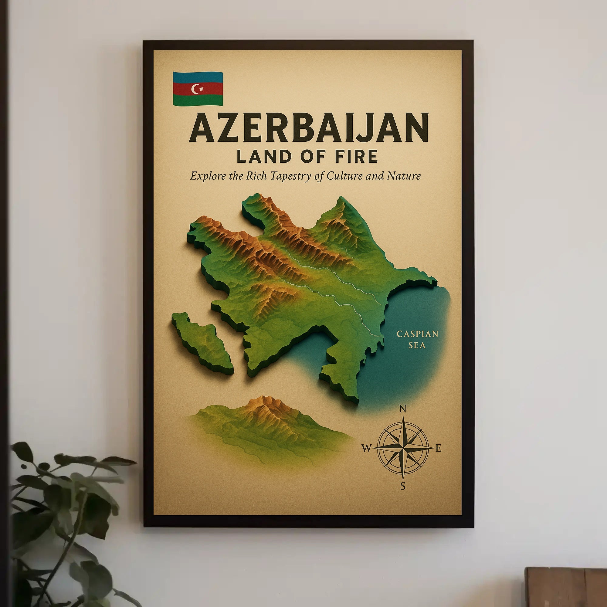 Azerbaijan Land of Fire Geographic Travel Poster