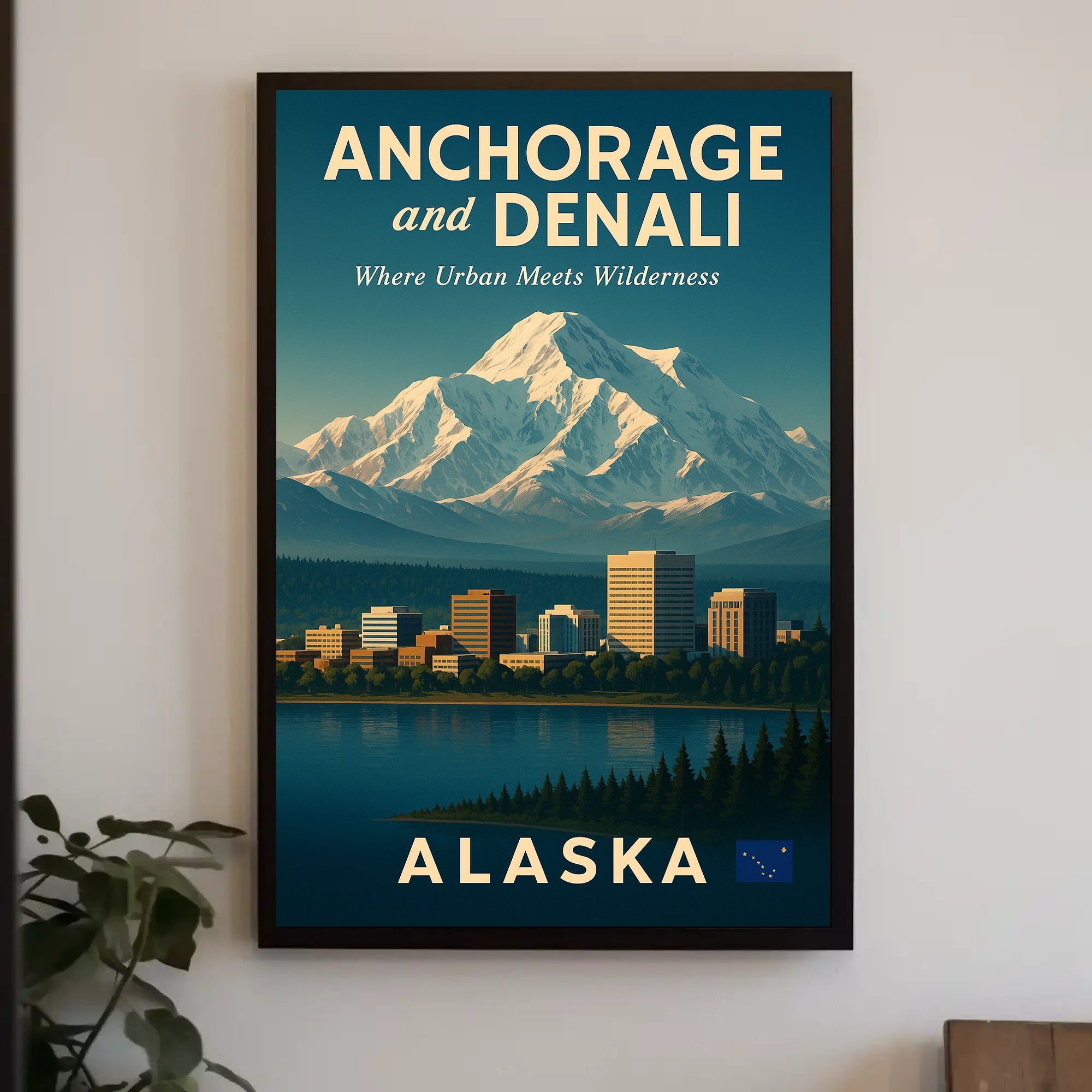 Anchorage and Denali Harmony Vintage Travel Poster PosterGoat