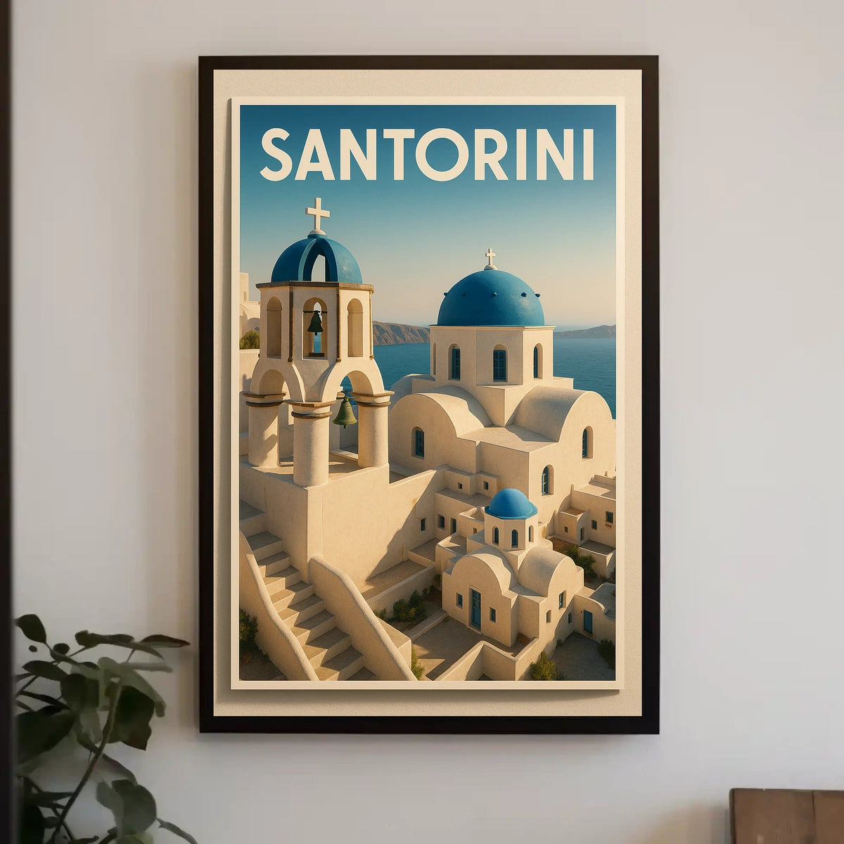 Santorini Greece Modern Travel Poster