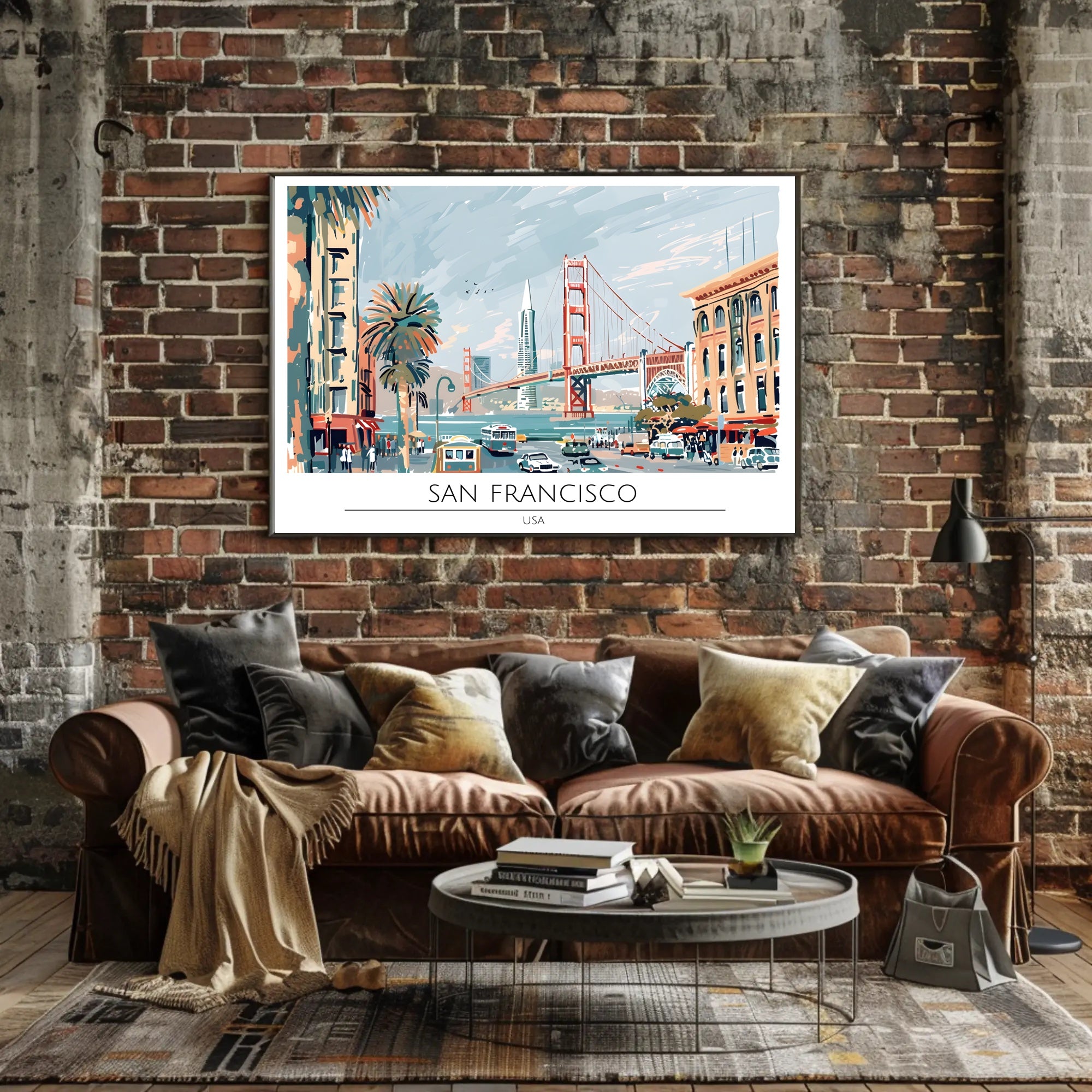San Francisco Scenic Illustration Poster PosterGoat