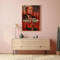 Donald Trump 47th President Vintage Scenic Patriotic Wall Art Collectible Poster