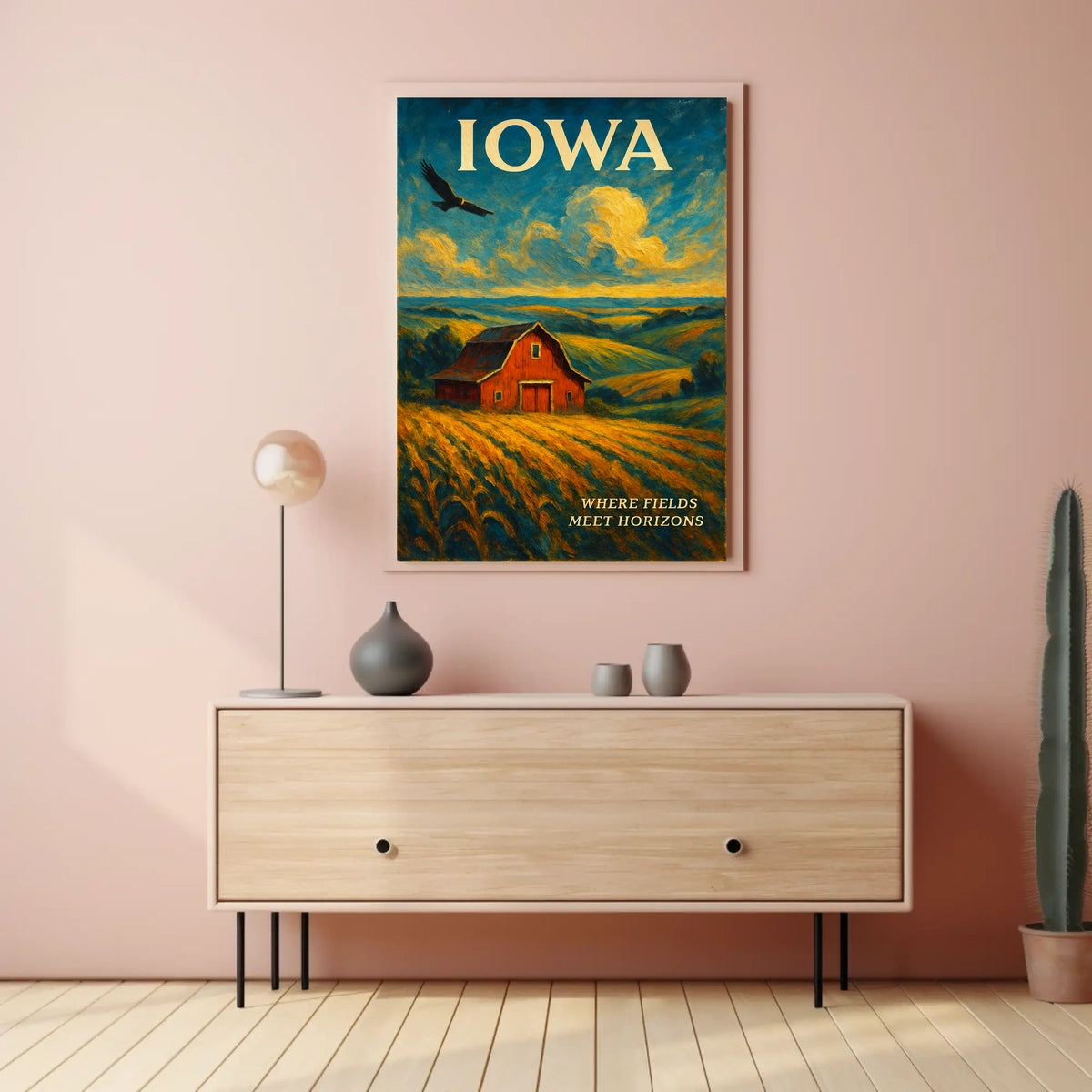 Iowa Where Fields Meet Horizons Poster