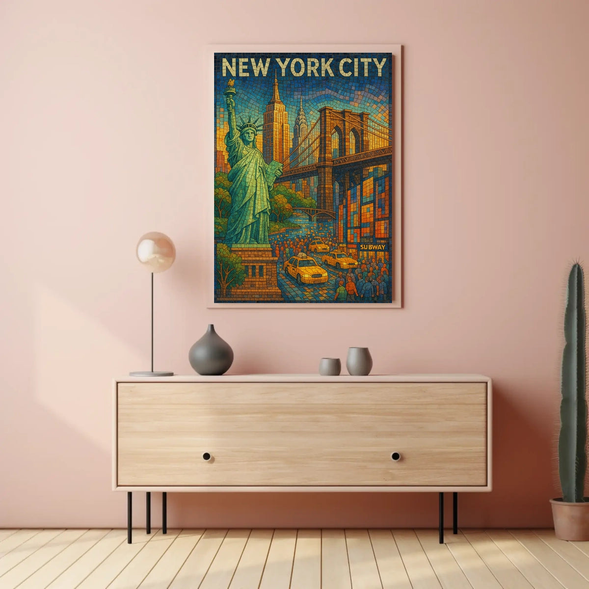 New York City Mosaic Poster Vibrant Urban Art Lovers