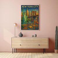 New York City Mosaic Poster Vibrant Urban Art Lovers