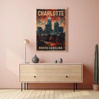 Charlotte Skyline North Carolina Modern Home Office Poster
