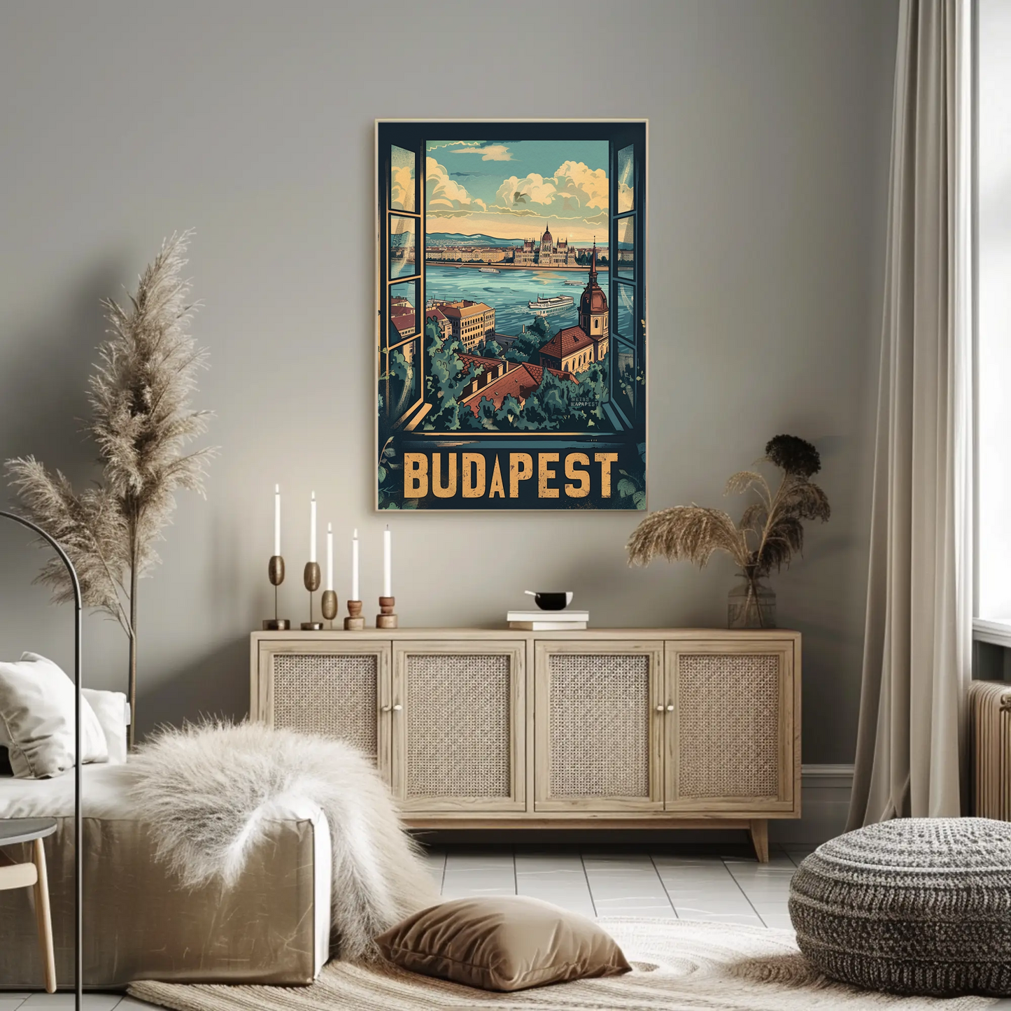 Budapest Window View Travel Poster
